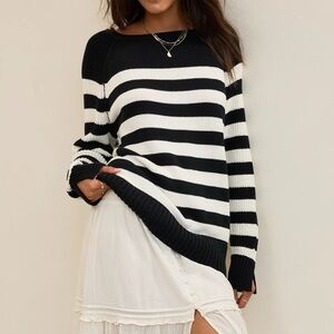 Aerie Black and White Striped Sweater